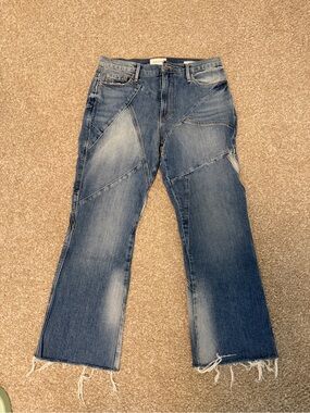 Frame Denim Blue Patchwork Flare Jeans